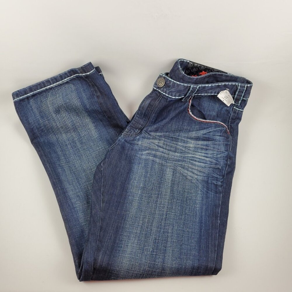 Crave Jeans Mens 40x34 Blue Denim Regular Fit Embroidered Accents Cotton